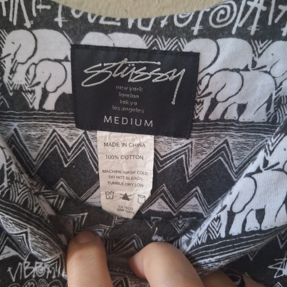 Stussy Womens Elephant Print Wide Arm Tunic Tank Top India Print Size M - Picture 2 of 5